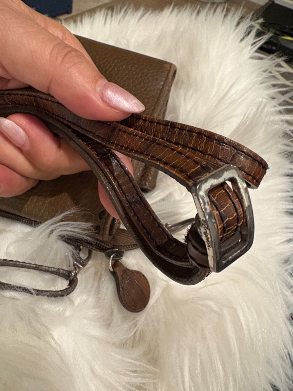 Brighton Brown Leather Crossbody Bag with Croc-Trim Accent - Picture 16 of 16